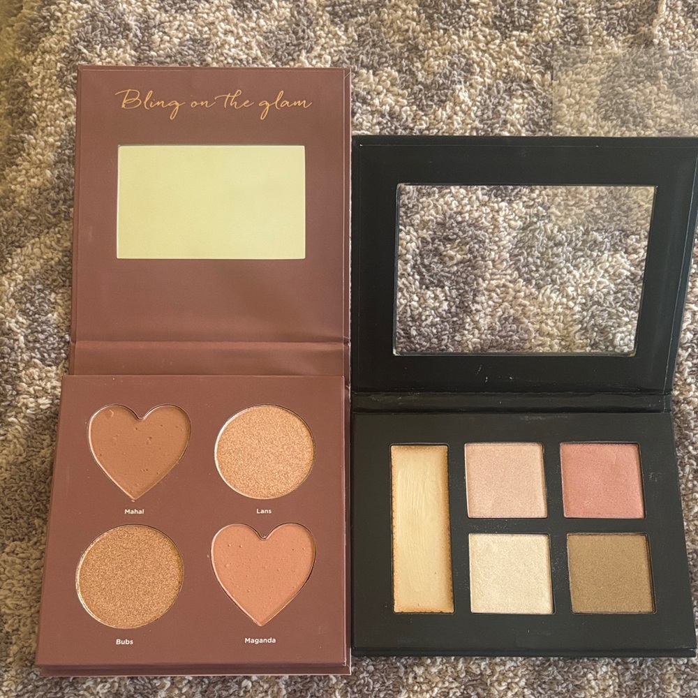 Ulta Beauty Cheek Palette and Strobing Palette with Gold and Brown Shades